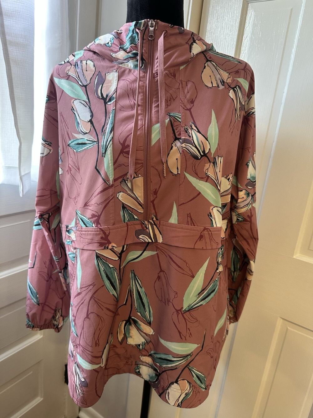 Calia By Carrie Underwood Anywhere Pullover Hood Jacket Blush Pink Floral Size M